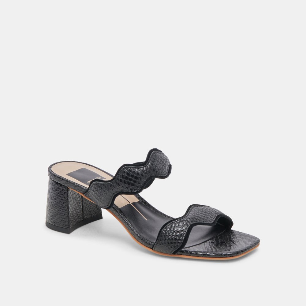 Dolce Vita Ilva Mid Heels Onyx Embossed Leather
