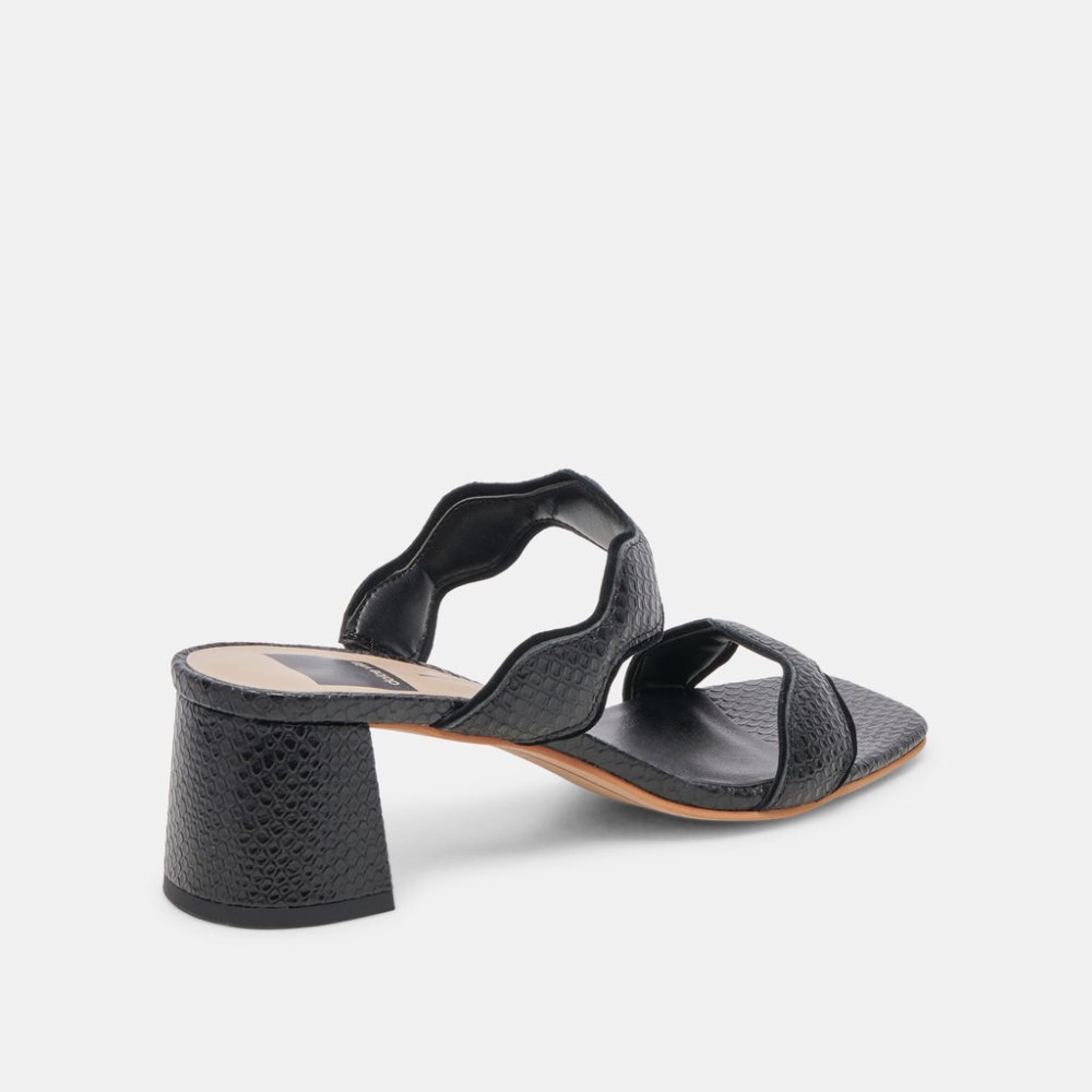 Dolce Vita Ilva Mid Heels Onyx Embossed Leather