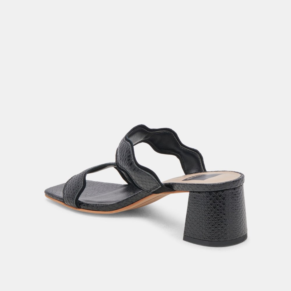 Dolce Vita Ilva Mid Heels Onyx Embossed Leather
