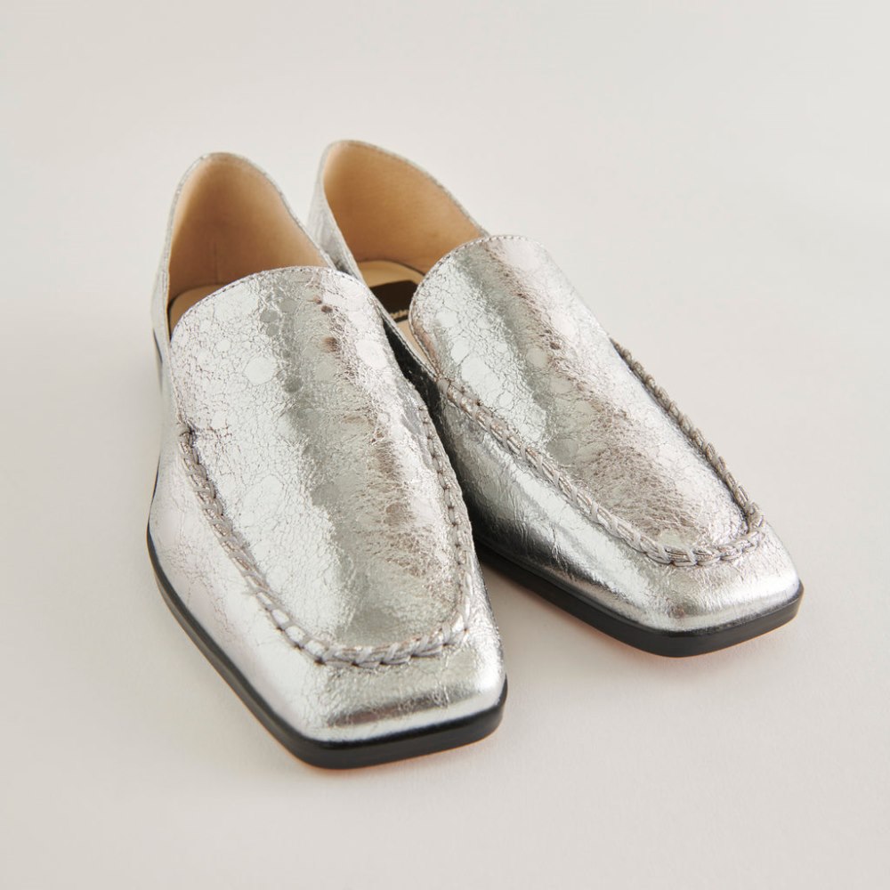 Dolce Vita Beny Wide Flats Silver Distressed Leather