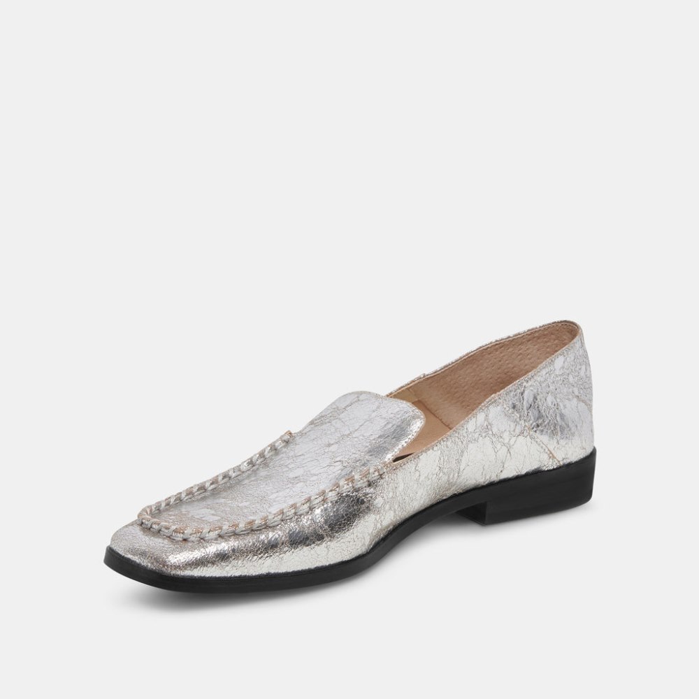 Dolce Vita Beny Wide Flats Silver Distressed Leather