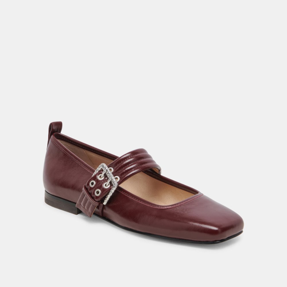 Dolce Vita Arora Ballet Flats Burgundy Crinkle Patent