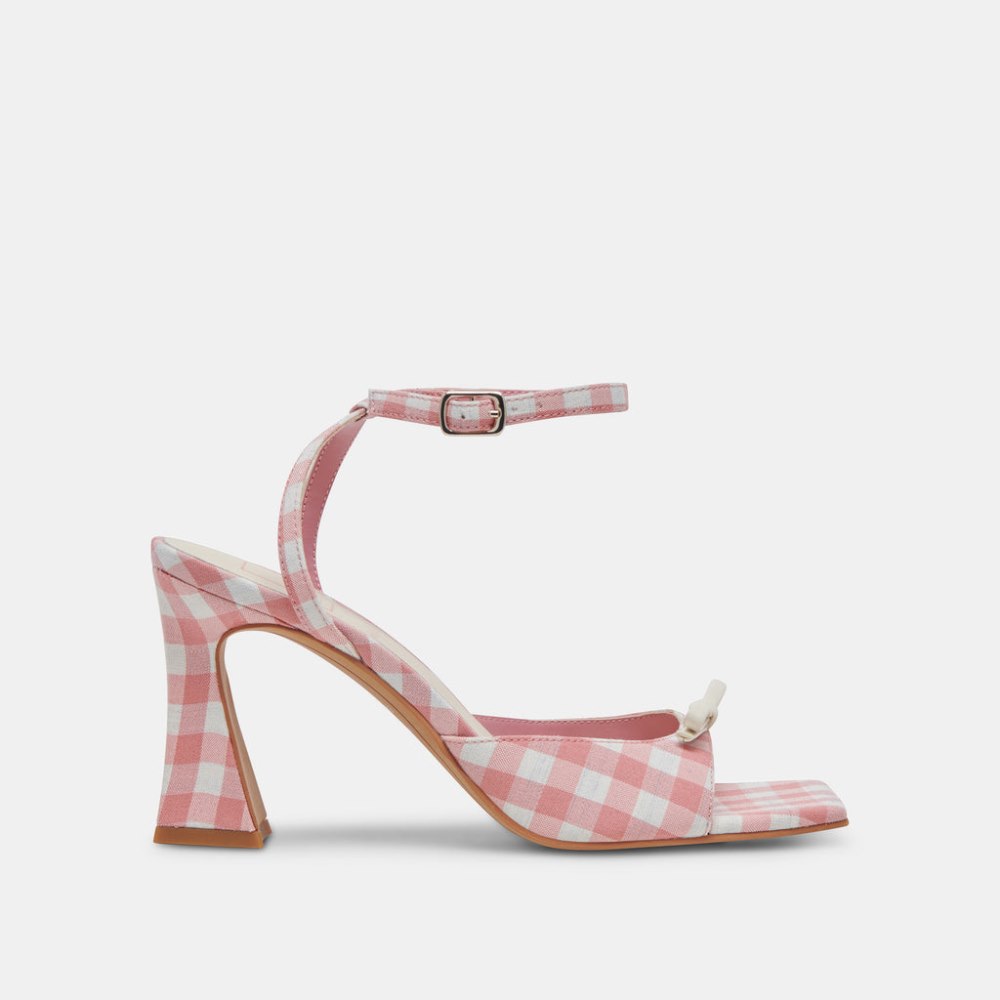 Dolce Vita Loise Heels White Pink Gingham