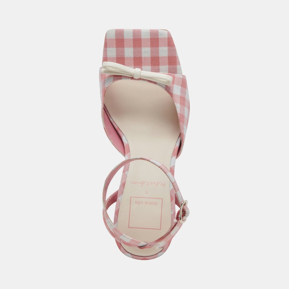 Dolce Vita Loise Heels White Pink Gingham