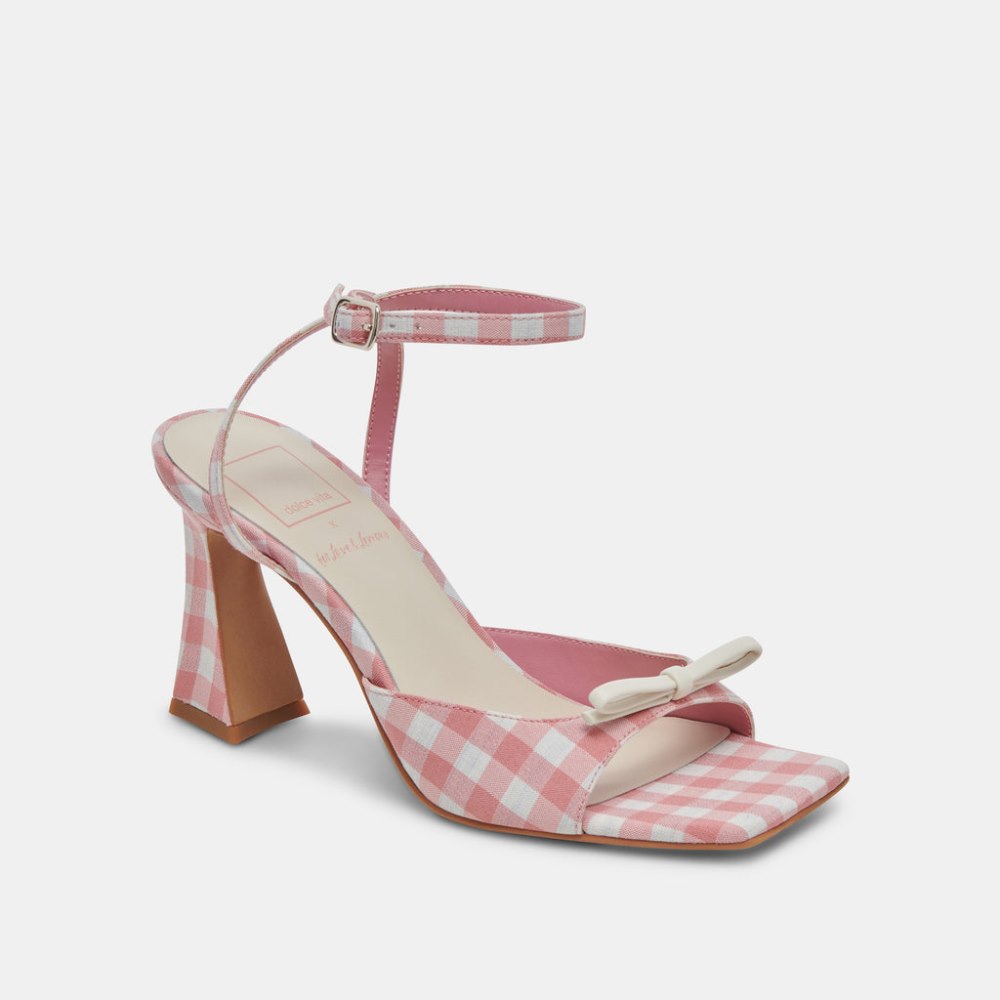 Dolce Vita Loise Heels White Pink Gingham