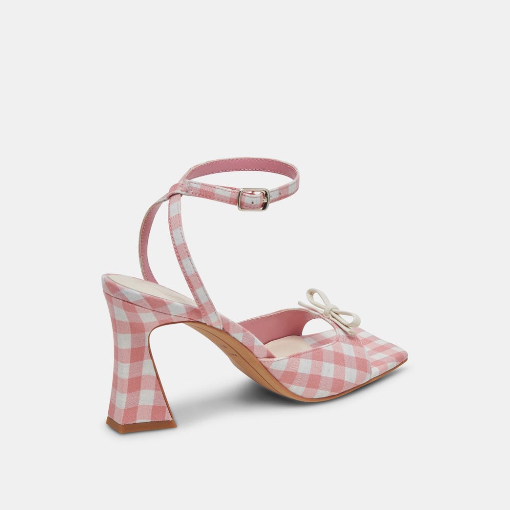 Dolce Vita Loise Heels White Pink Gingham