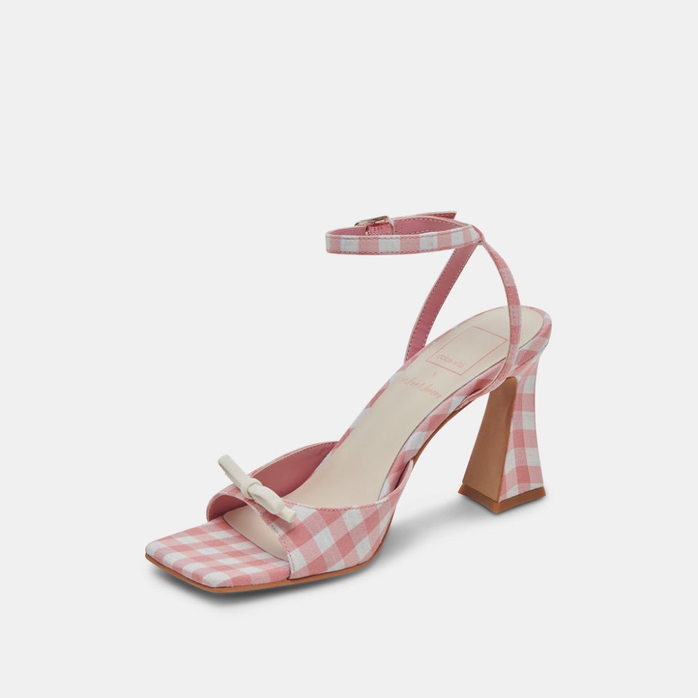 Dolce Vita Loise Heels White Pink Gingham