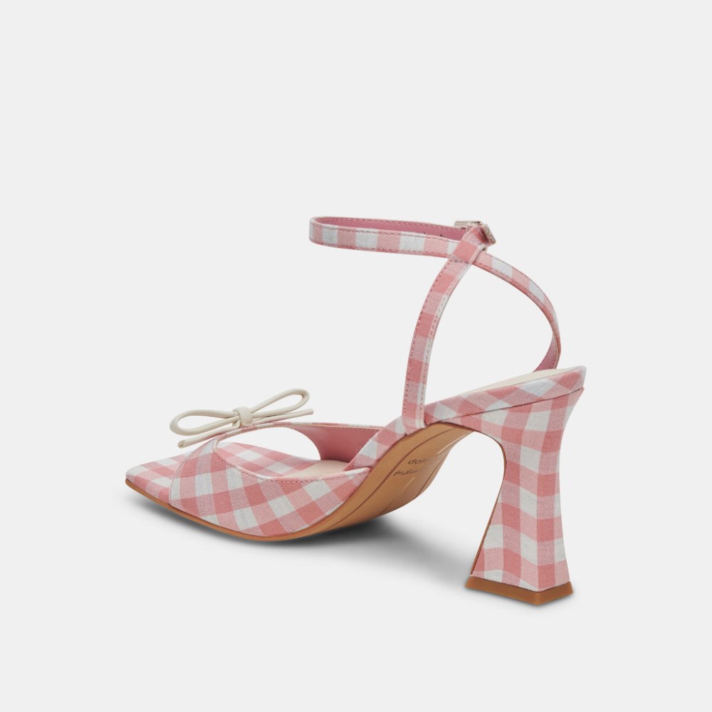 Dolce Vita Loise Heels White Pink Gingham