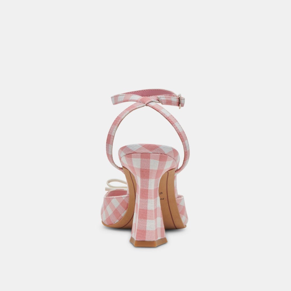 Dolce Vita Loise Heels White Pink Gingham