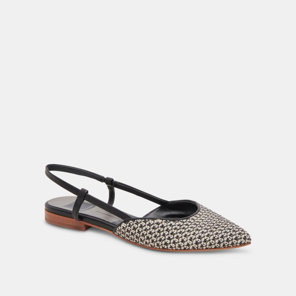 Dolce Vita Narah Flats Black Natural Raffia