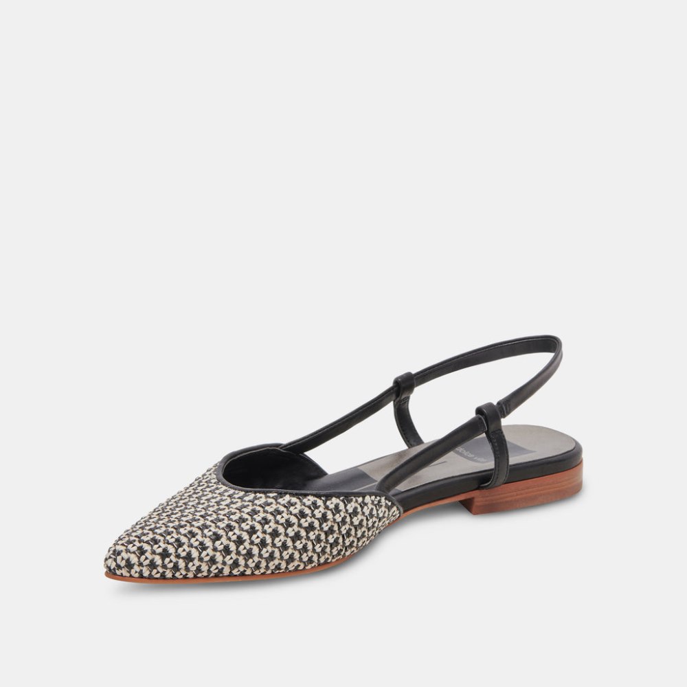Dolce Vita Narah Flats Black Natural Raffia