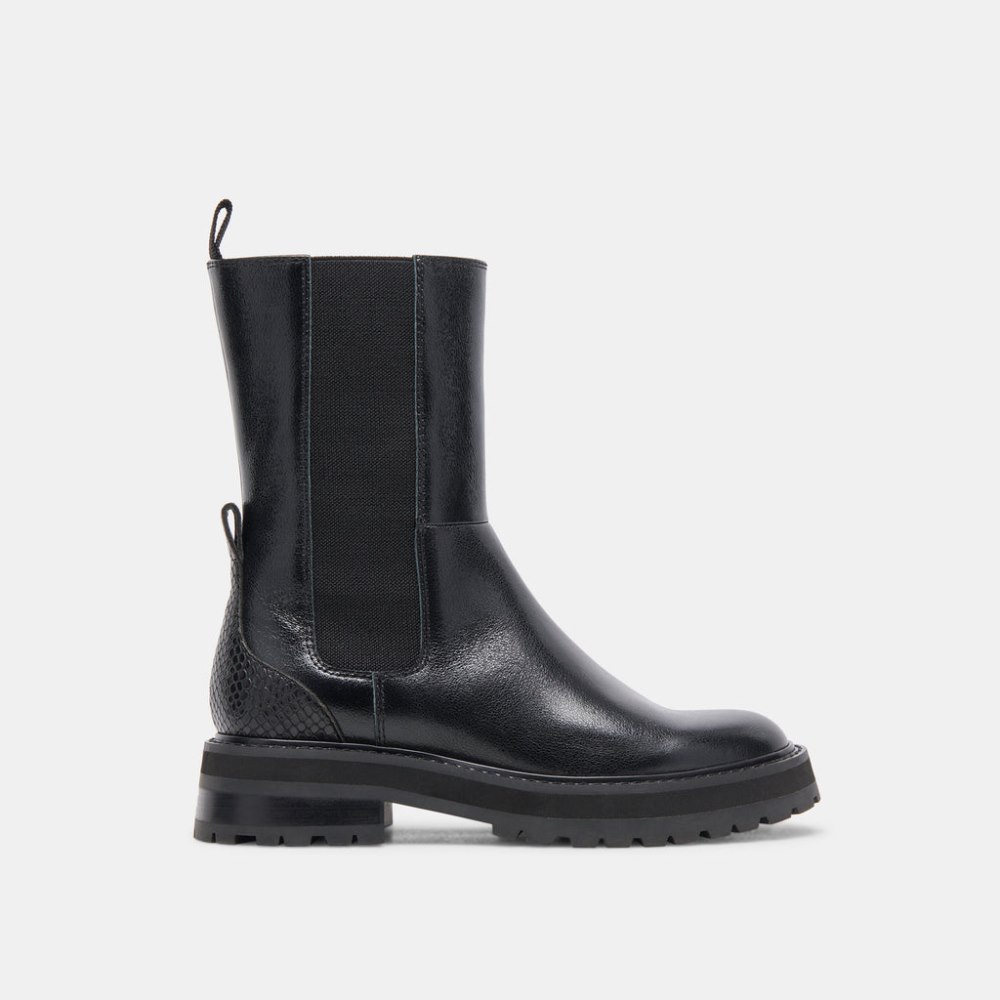 Dolce Vita Rich H2o Boots Black Multi Crinkle Patent