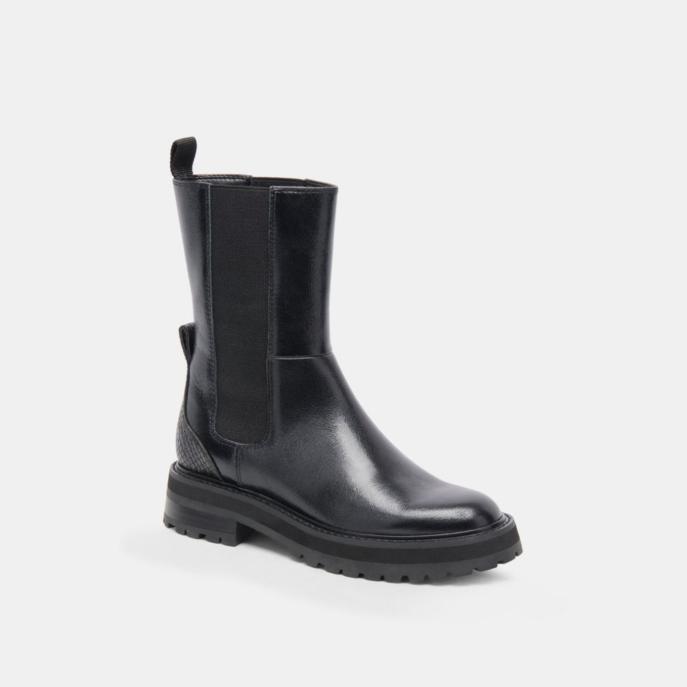 Dolce Vita Rich H2o Boots Black Multi Crinkle Patent