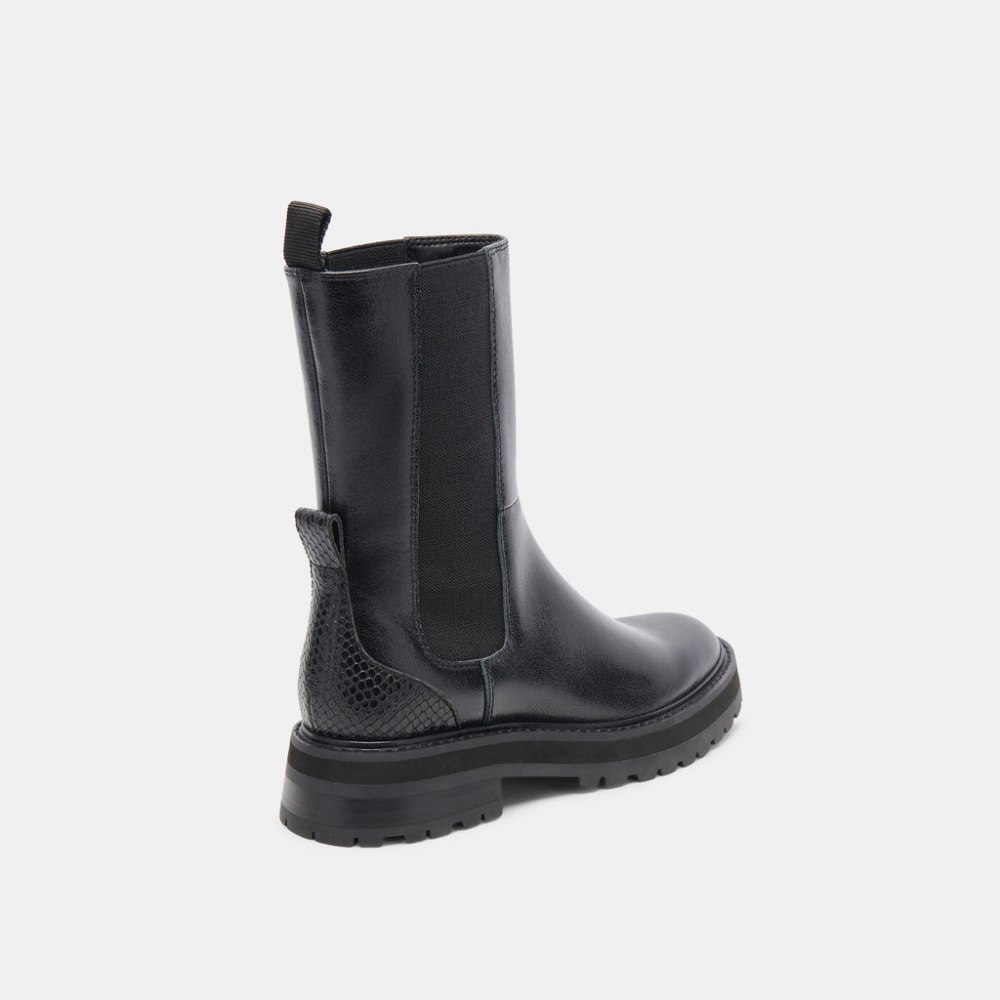 Dolce Vita Rich H2o Boots Black Multi Crinkle Patent