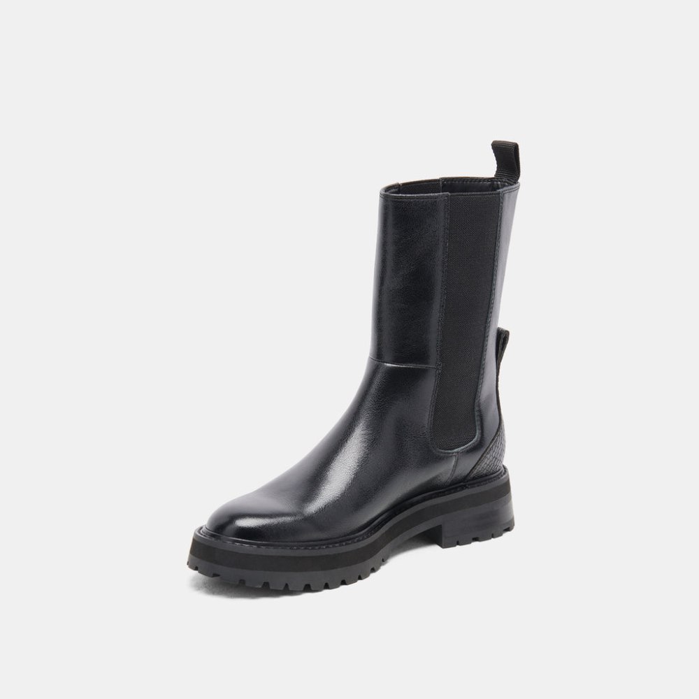 Dolce Vita Rich H2o Boots Black Multi Crinkle Patent