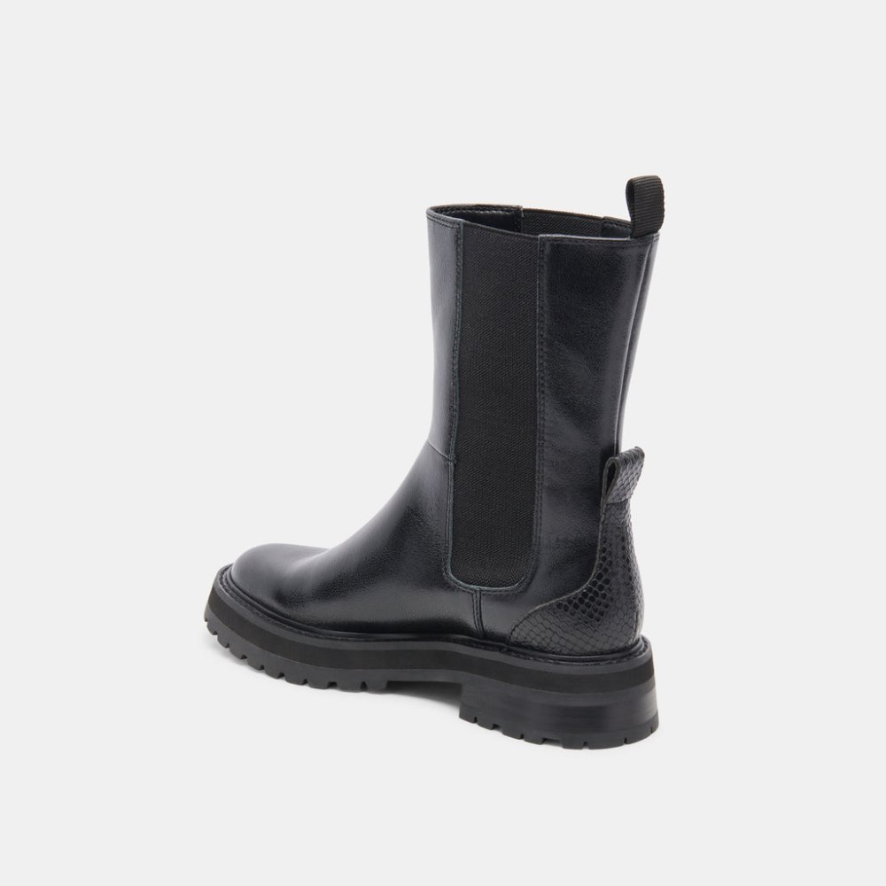 Dolce Vita Rich H2o Boots Black Multi Crinkle Patent