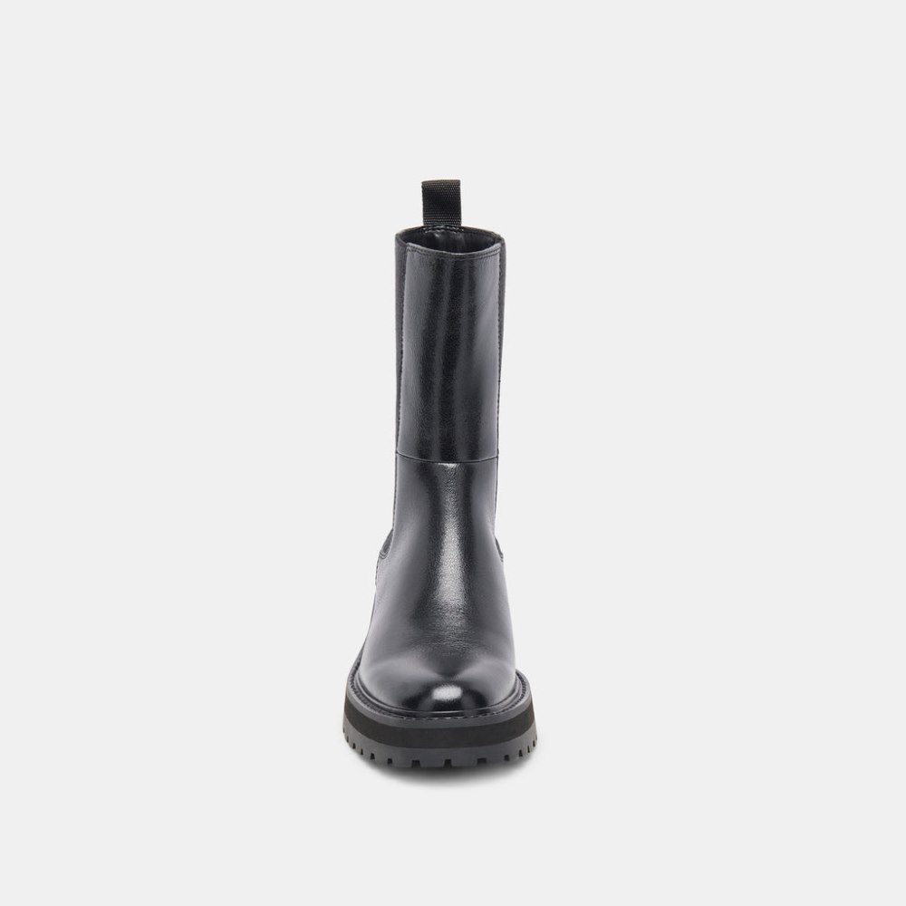 Dolce Vita Rich H2o Boots Black Multi Crinkle Patent