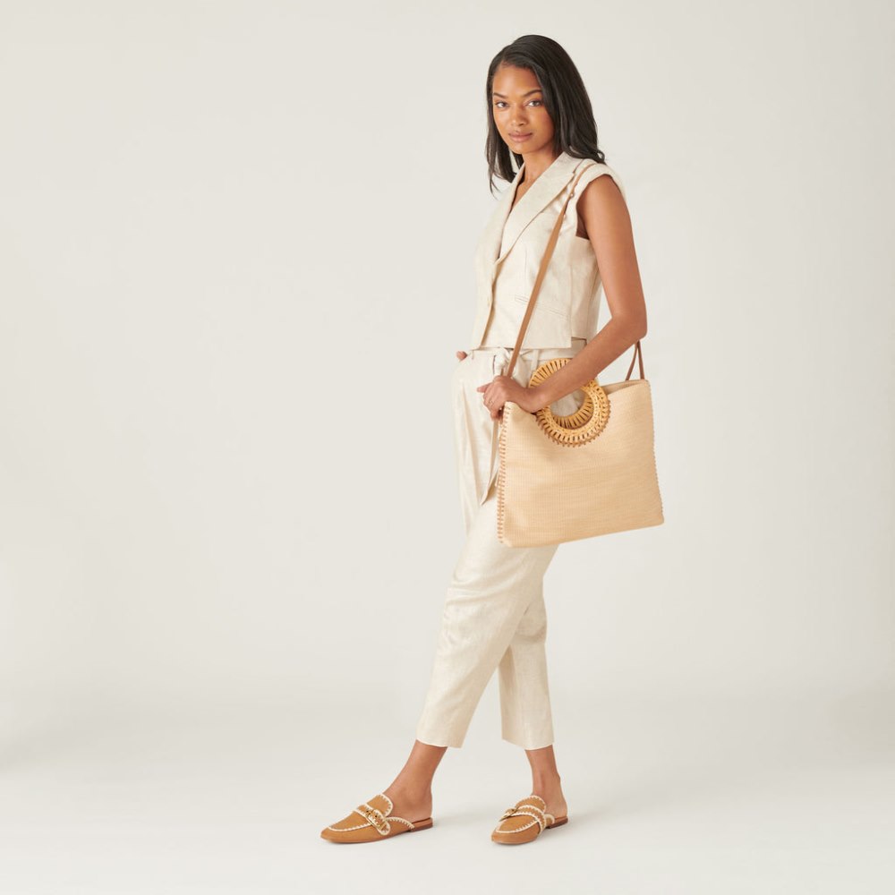 Dolce Vita Santel Stitch Flats Tan Leather