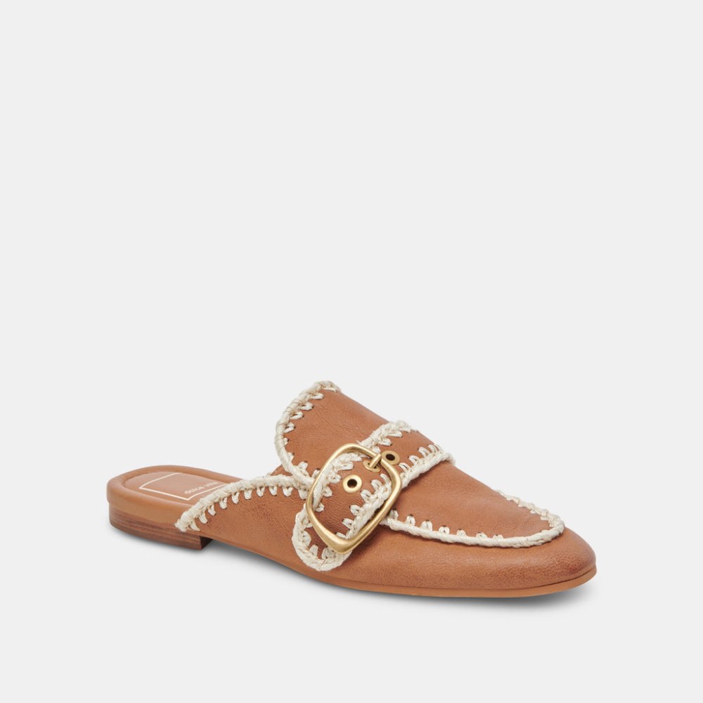 Dolce Vita Santel Stitch Flats Tan Leather