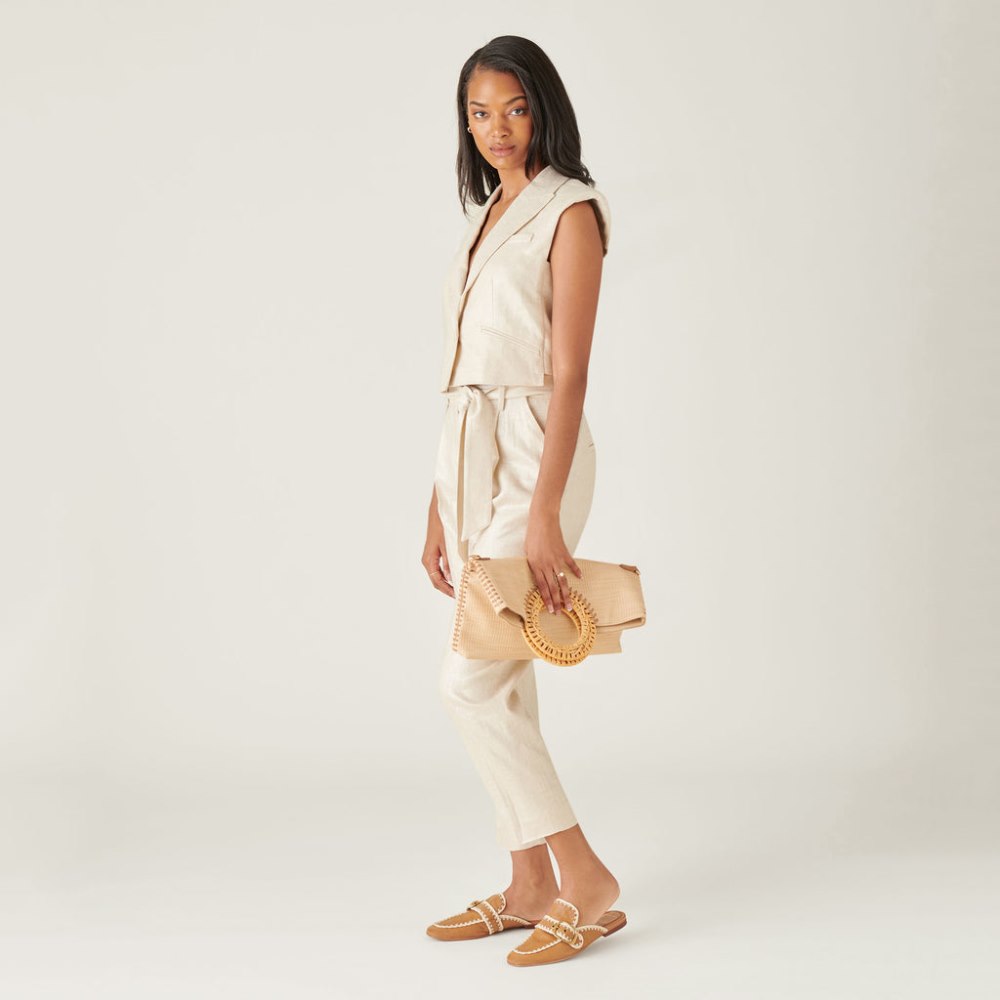 Dolce Vita Santel Stitch Flats Tan Leather