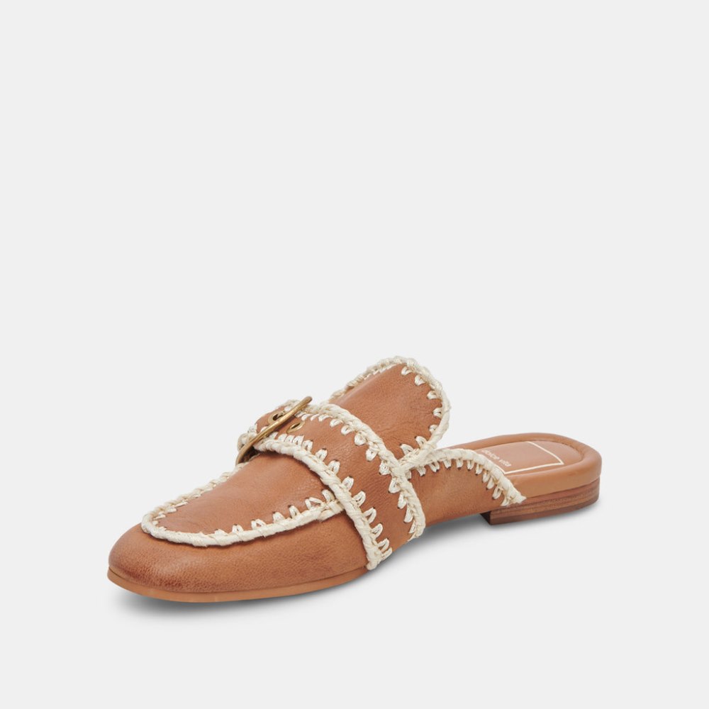 Dolce Vita Santel Stitch Flats Tan Leather