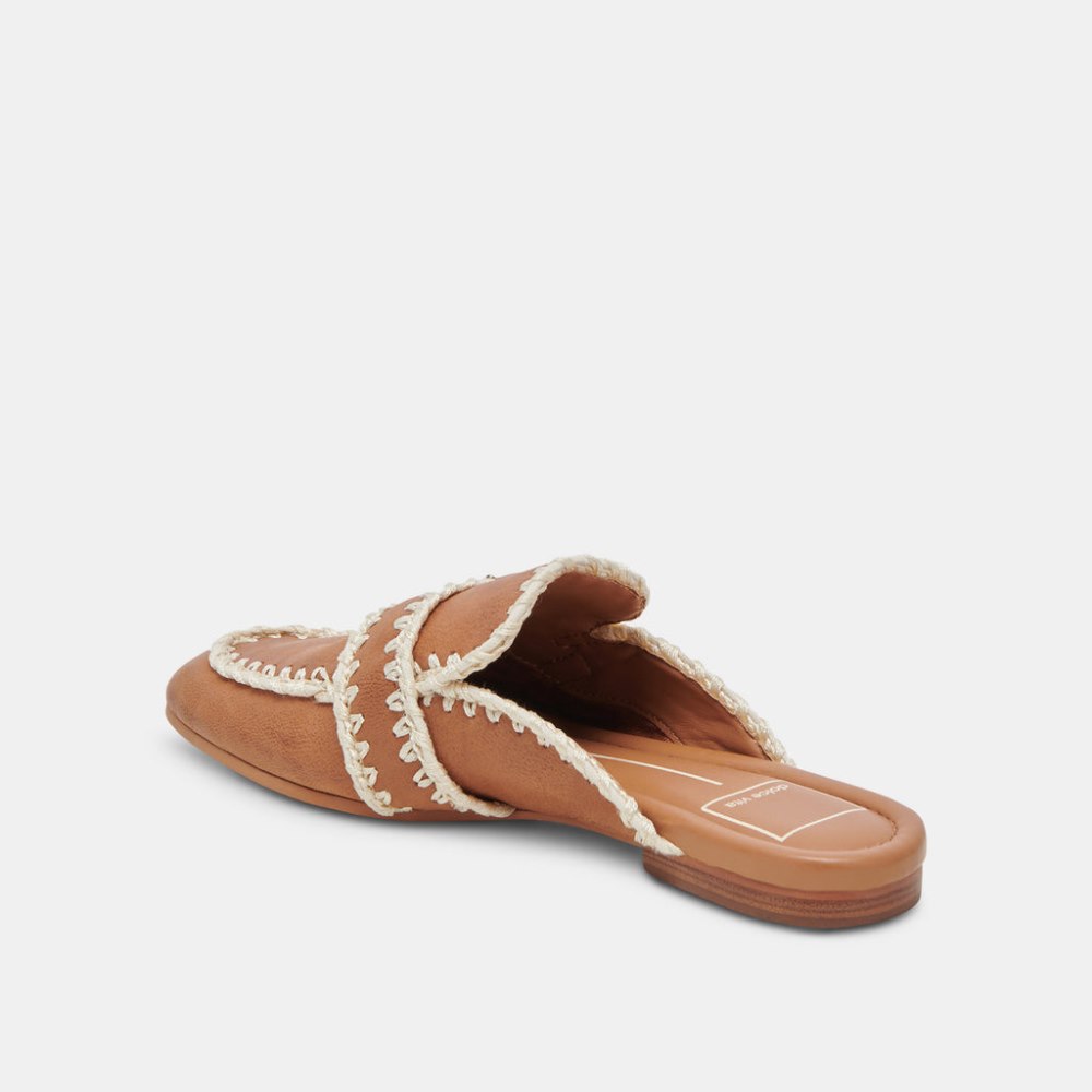Dolce Vita Santel Stitch Flats Tan Leather