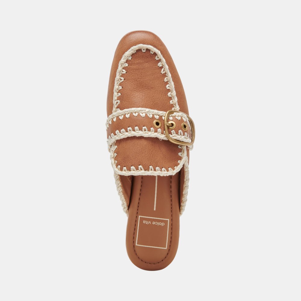 Dolce Vita Santel Stitch Flats Tan Leather