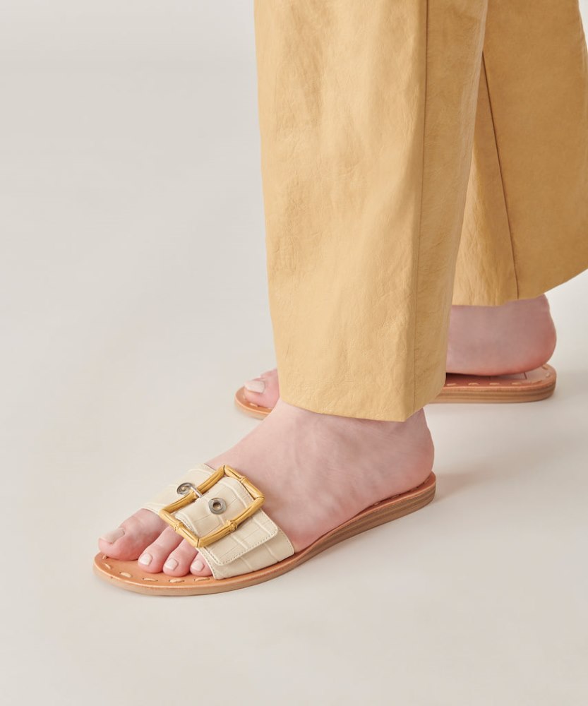 Dolce Vita Dasa Sandals Eggshell Embossed Leather