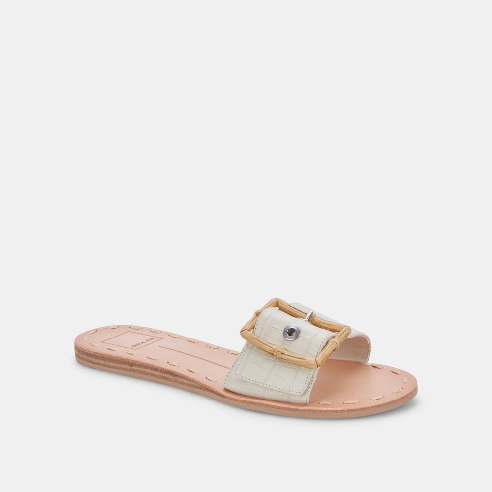 Dolce Vita Dasa Sandals Eggshell Embossed Leather