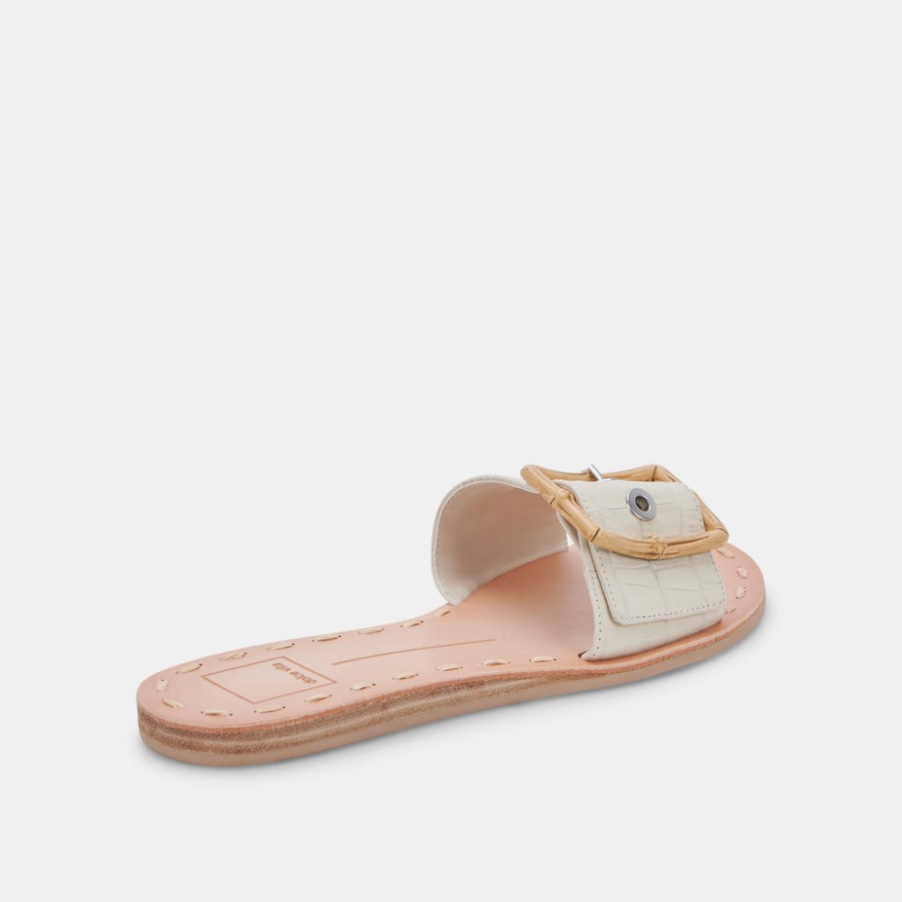 Dolce Vita Dasa Sandals Eggshell Embossed Leather