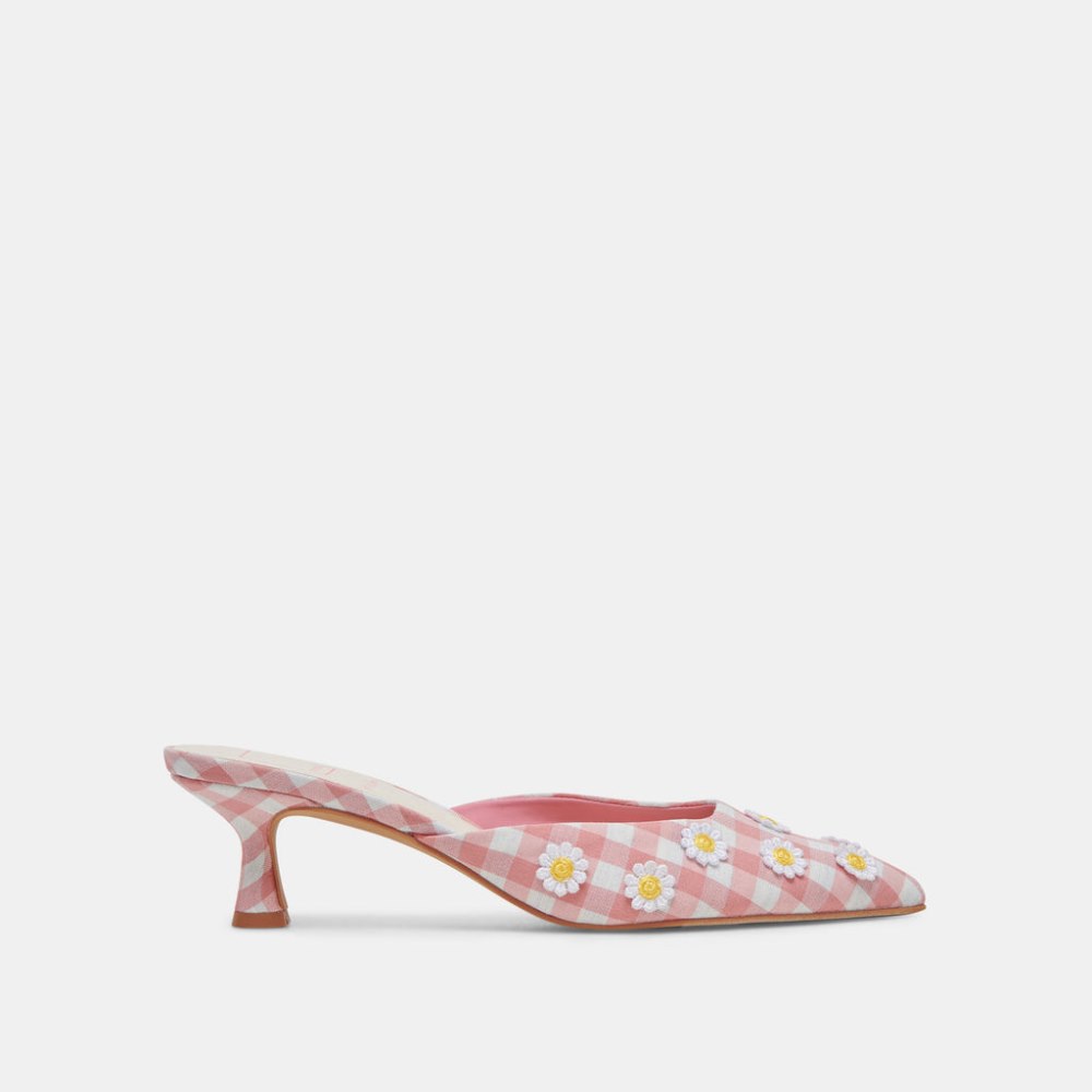 Dolce Vita Lilou Heels White Pink Gingham