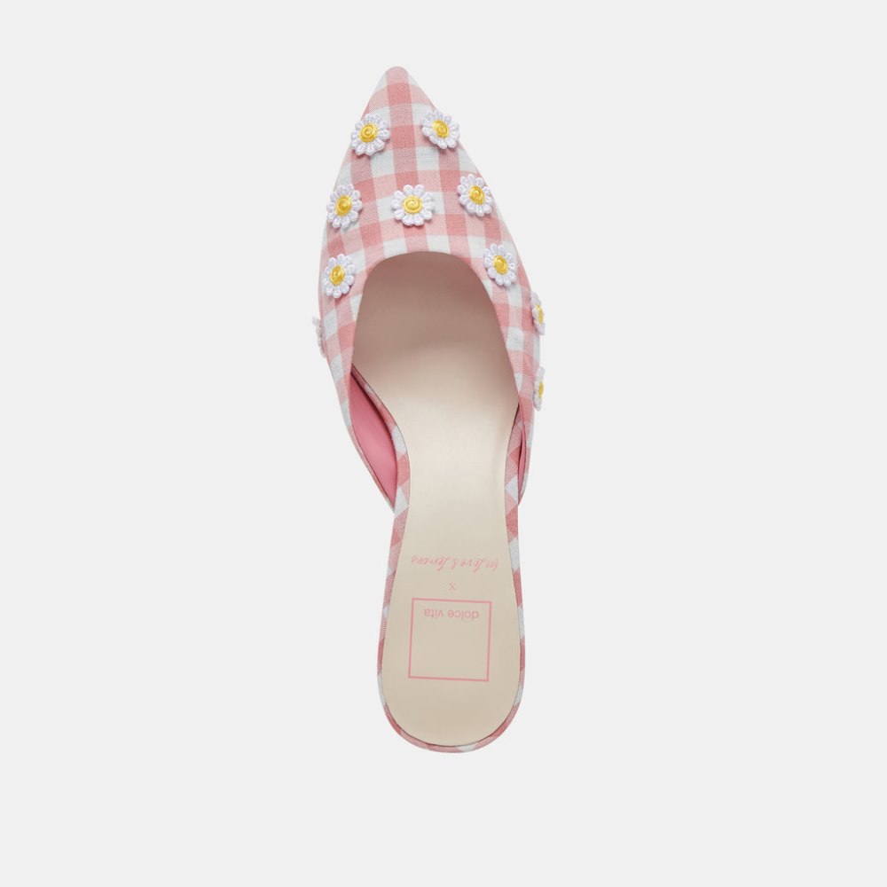 Dolce Vita Lilou Heels White Pink Gingham