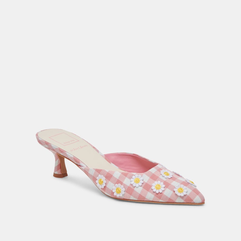 Dolce Vita Lilou Heels White Pink Gingham