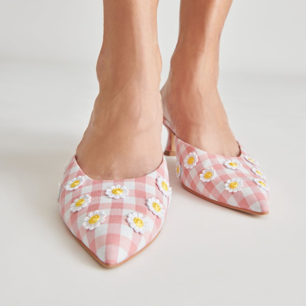 Dolce Vita Lilou Heels White Pink Gingham