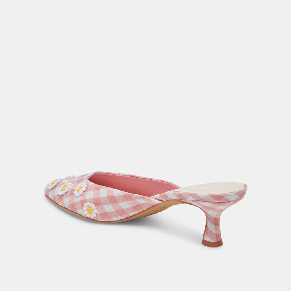 Dolce Vita Lilou Heels White Pink Gingham