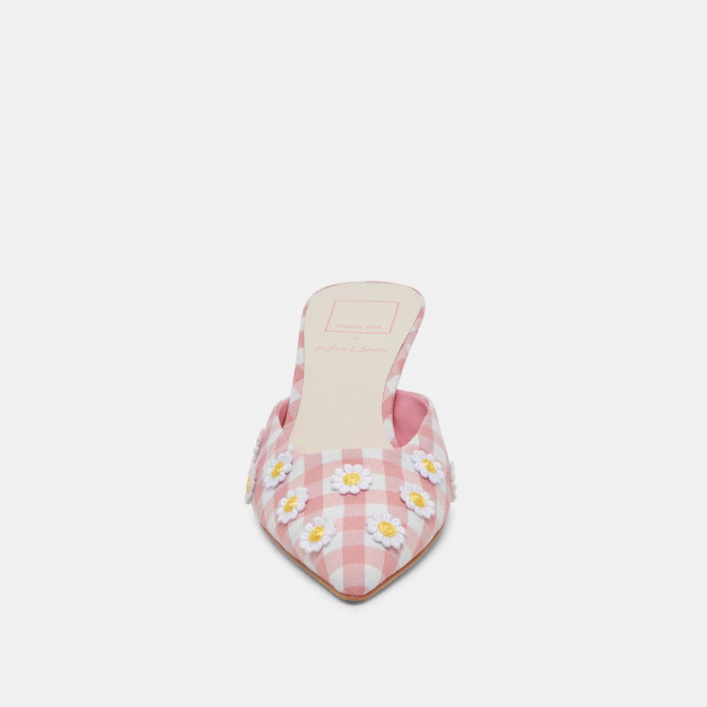 Dolce Vita Lilou Heels White Pink Gingham