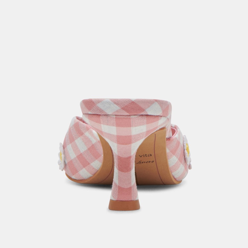Dolce Vita Lilou Heels White Pink Gingham
