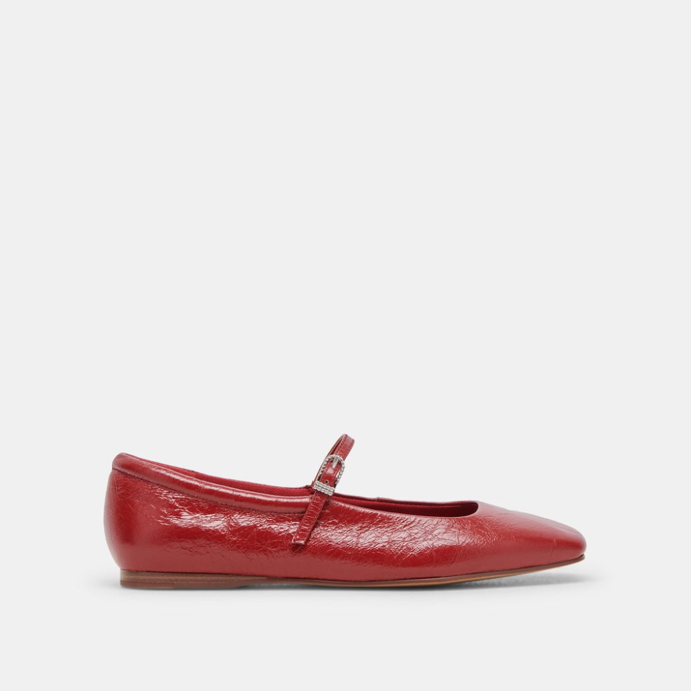 Dolce Vita Reyes Ballet Flats Red Crinkle Patent
