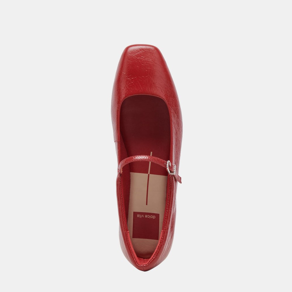 Dolce Vita Reyes Ballet Flats Red Crinkle Patent
