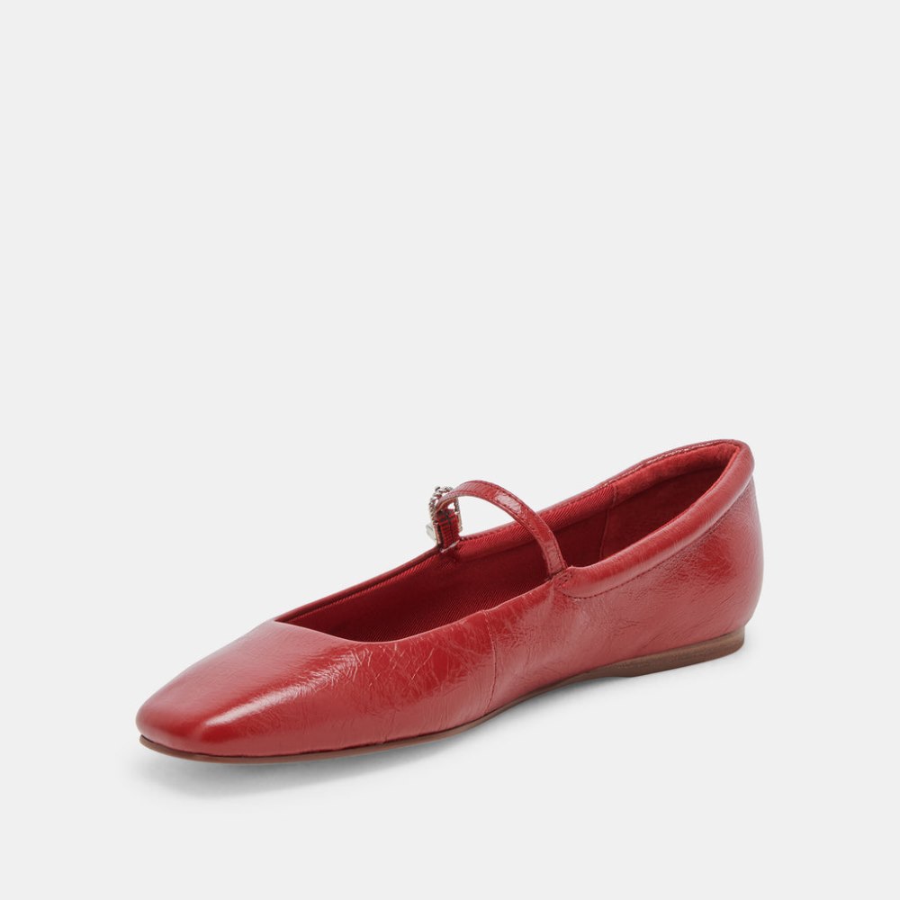 Dolce Vita Reyes Ballet Flats Red Crinkle Patent