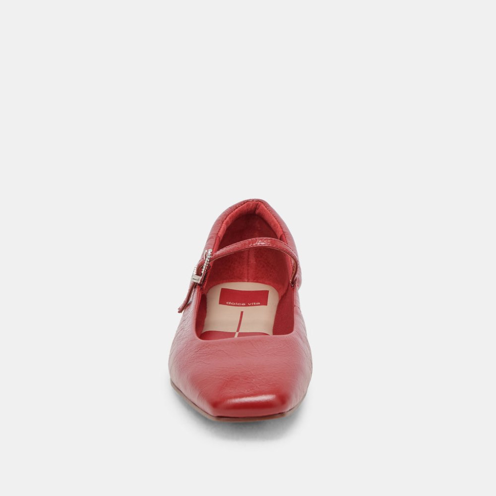 Dolce Vita Reyes Ballet Flats Red Crinkle Patent