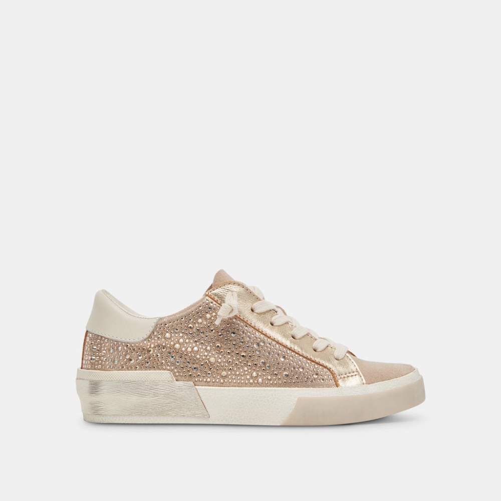 Dolce Vita Zina Crystal Sneakers Gold Suede