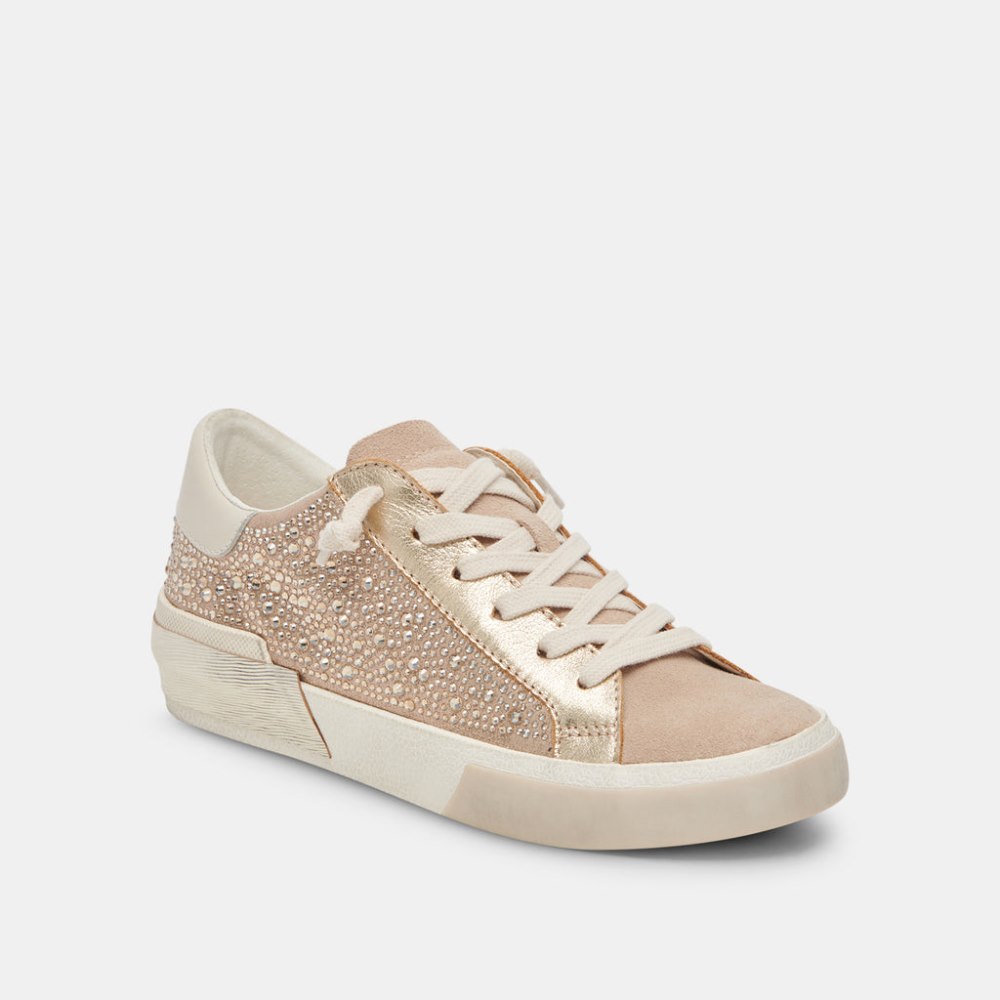 Dolce Vita Zina Crystal Sneakers Gold Suede