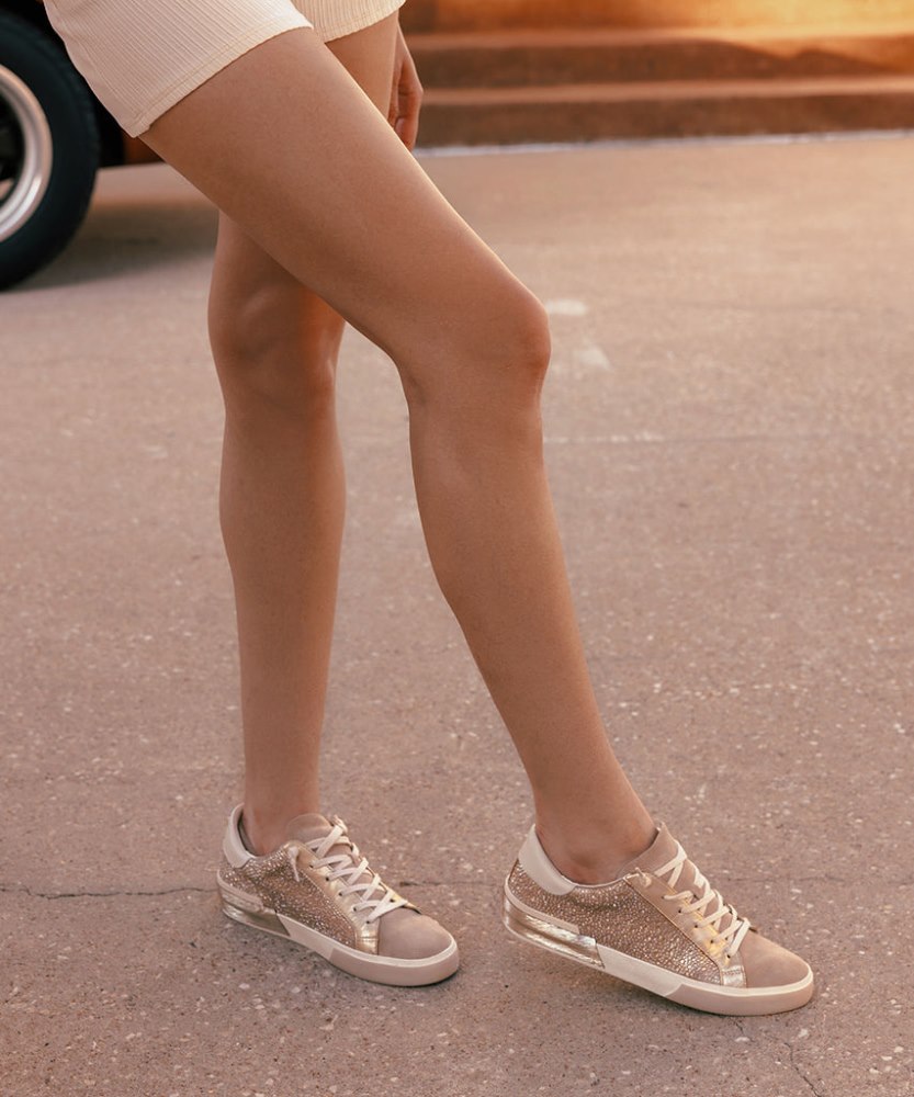 Dolce Vita Zina Crystal Sneakers Gold Suede