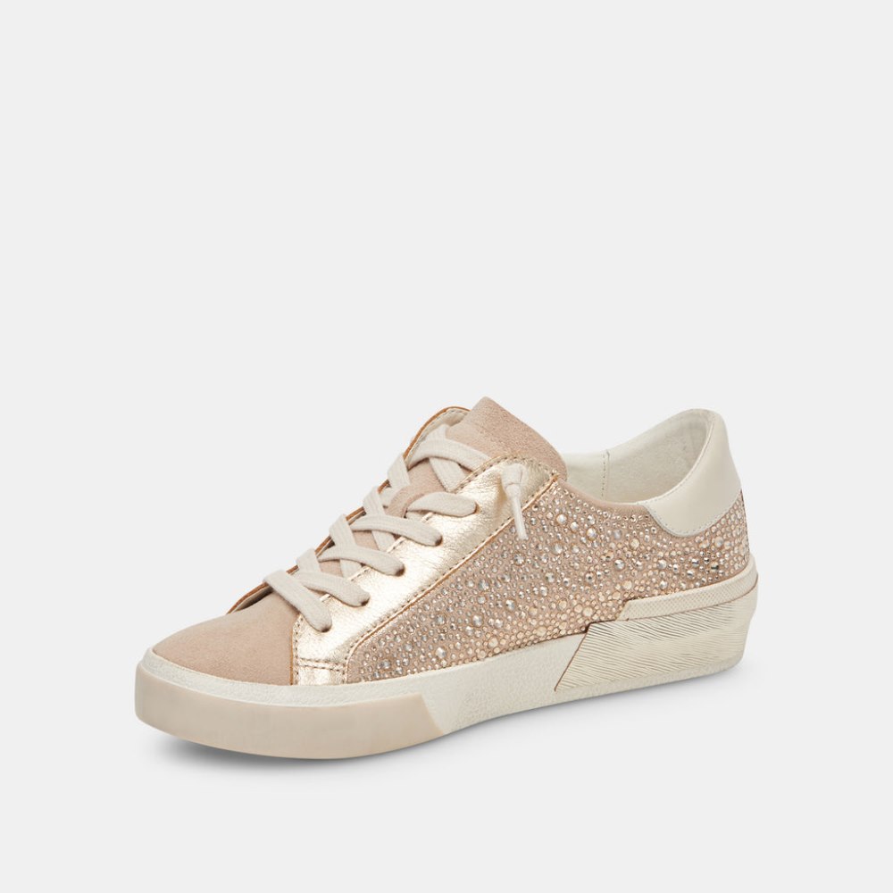 Dolce Vita Zina Crystal Sneakers Gold Suede