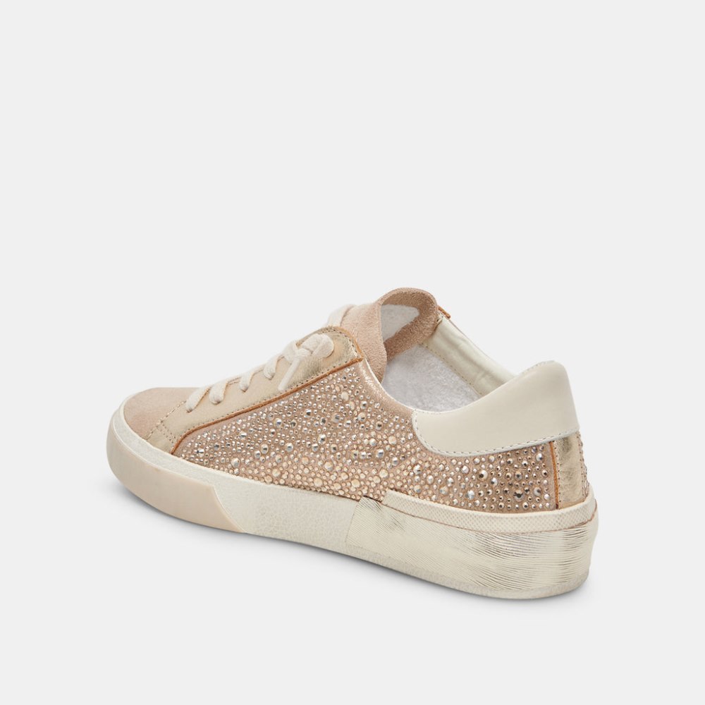 Dolce Vita Zina Crystal Sneakers Gold Suede
