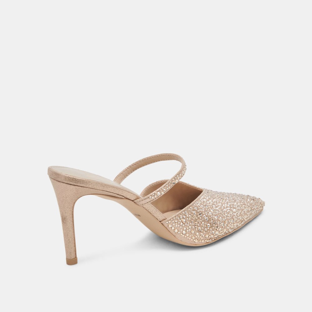 Dolce Vita Kanika Crystal Heels Light Gold Fabric
