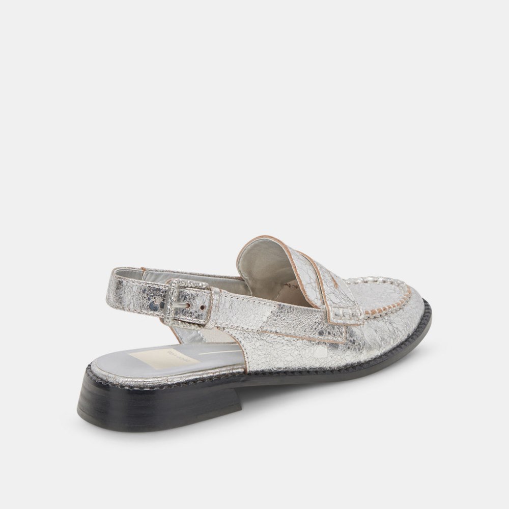 Dolce Vita Hardi Wide Loafers Silver Crackled Leather