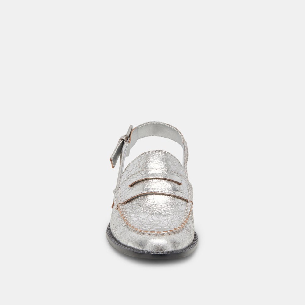 Dolce Vita Hardi Wide Loafers Silver Crackled Leather