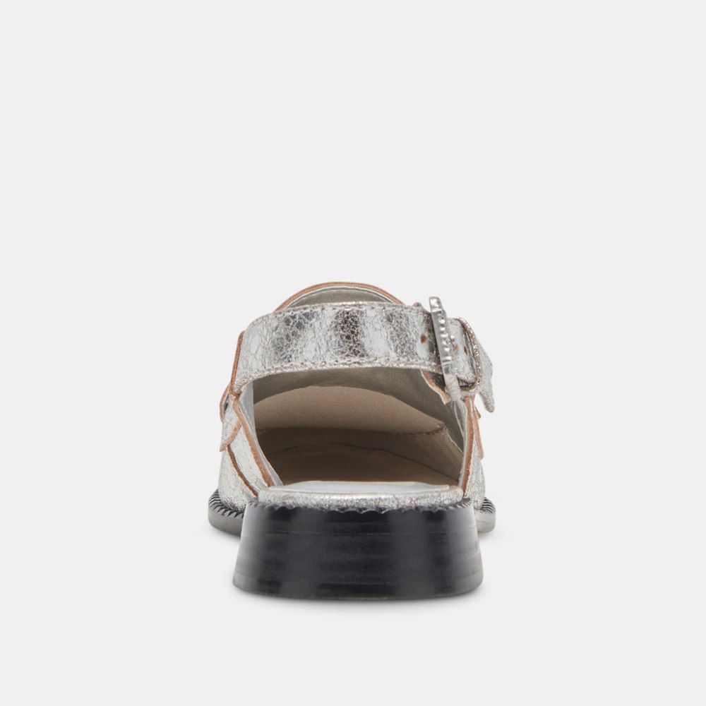 Dolce Vita Hardi Wide Loafers Silver Crackled Leather